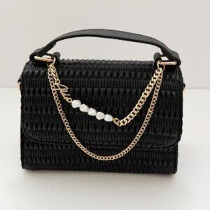 Aldo Black Kaasien Purse Quilted Crossbody Gold Chain Strap & Top Handle NWOT